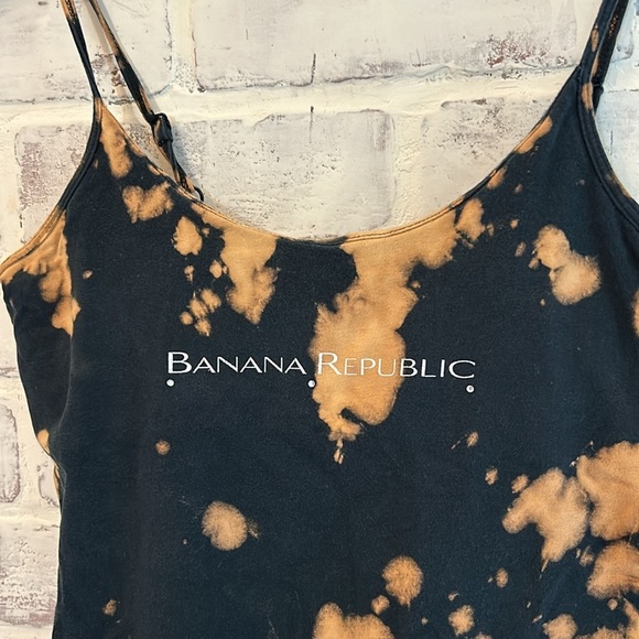 Banana Republic Y2K Womens Small Crop Tank Cami Black Bleached Grunge Whimsigoth - Picture 3 of 6